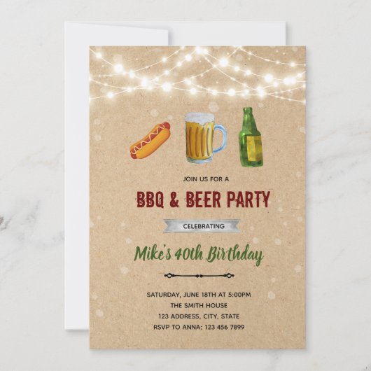 Invitation BBQ hotdog et bière (Devant)