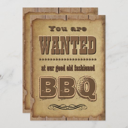 Invitation BBQ Invite Western Style (Devant / Derrière)