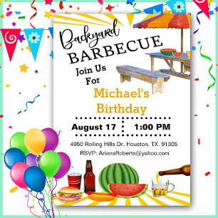 Invitation BBQ Jardin Cookout Anniversaire