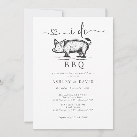 Invitation BBQ | Mariage Mixte | Répétition Rustique | Rôti (Devant)