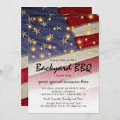 Invitation BBQ patriotique | Barbecue de jardin drapeau USA (Devant / Derrière)
