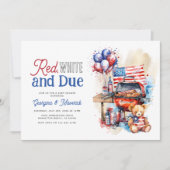 Invitation BBQ patriotique Rouge, Blanc & Futur Maman Shower (Devant)