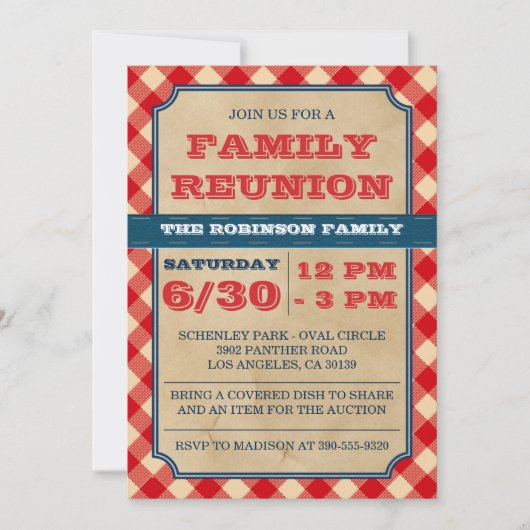 Invitation BBQ Pique-nique Rustique Famille Réunion Invitatio (Devant)