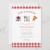 Invitation BBQ Pizza genre baby shower naturel (Devant)