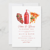 Invitation BBQ Pizza genre baby shower naturel (Devant)