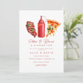 Invitation BBQ Pizza genre baby shower naturel (Debout devant)