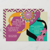 Invitation BBQ & Pool Flip Flop Invitation-vin (Devant / Derrière)