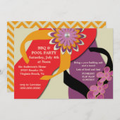 Invitation BBQ & Pool Party Flip Flop Invitation-honey (Devant / Derrière)