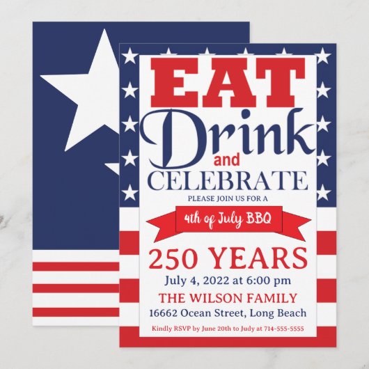 Invitation BBQ pour 250 ans d'indépendance (Devant / Derrière)