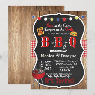 Invitation BBQ pour la fête des jumeaux Baby Q pou
