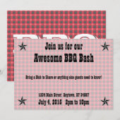 Invitation BBQ Red Black Check Plaid (Devant / Derrière)