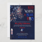 Invitation BBQ Rouge Blanc Bleu 4 juillet (Devant)