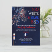 Invitation BBQ Rouge Blanc Bleu 4 juillet (Debout devant)