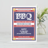Invitation BBQ rouge, blanc et bleu (Debout devant)