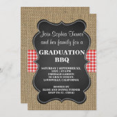 Invitation BBQ Rustic Burlap et Chalkboard GRADUY Personnalis (Devant / Derrière)