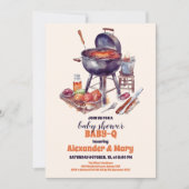 Invitation BBQ Rustic Couples Baby shower BabyQ (Devant)