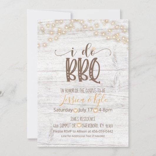 Invitation BBQ - Rustique Blanc (Devant)