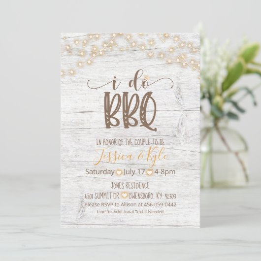 Invitation BBQ - Rustique Blanc (Debout devant)