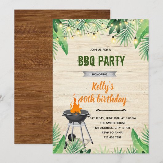 Invitation BBQ tropical (Devant / Derrière)
