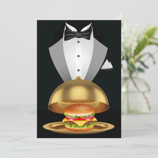 Invitation BBQ Tuxedo Hamburger (Debout devant)