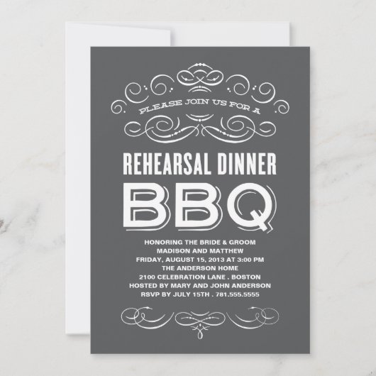 INVITATION BBQ VINTAGE| REHEARSAL DINNER BBQ (Devant)