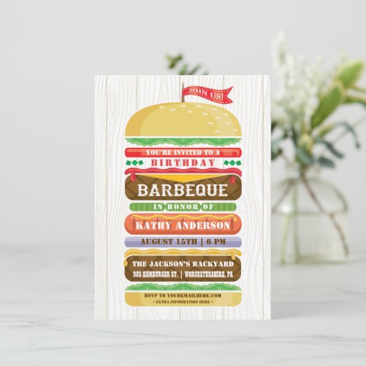 Invitation BBQ Woodgrain (Debout devant)