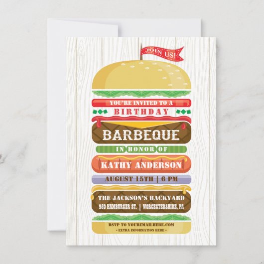 Invitation BBQ Woodgrain (Devant)