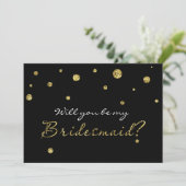 Invitation BE MON BRIDESMAID Parties scintillant Black & Gold (Debout devant)