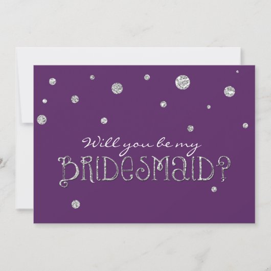 Invitation BE MON BRIDESMAID Purple Silver Parties scintillan (Devant)