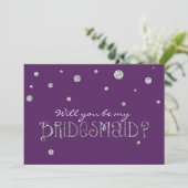 Invitation BE MON BRIDESMAID Purple Silver Parties scintillan (Debout devant)