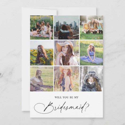 Invitation Be My Bridesmaid Chic Script Photo (Devant)