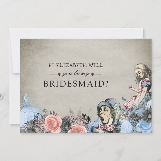 Invitation Be My Bridesmaid Floral Dusty Alice in Wonderland (Devant)