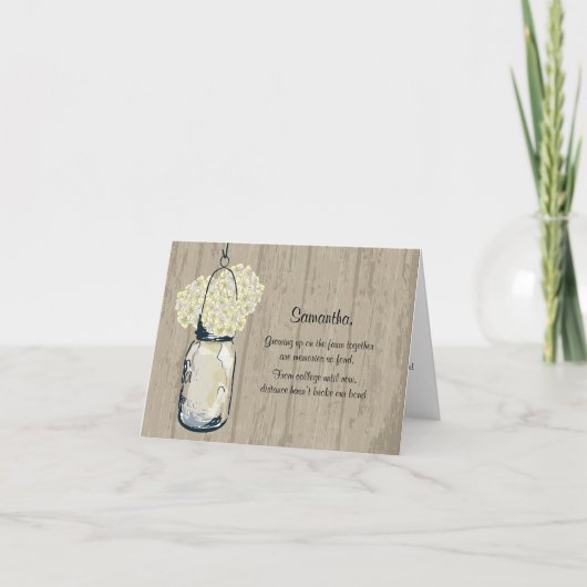 Invitation Be My Bridesmaid - Mason Jar Hydrangea Flowers (Devant)