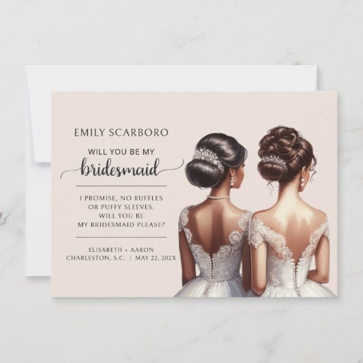 Invitation Be My Bridesmaid Proposition Africaine-Américaine (Devant)