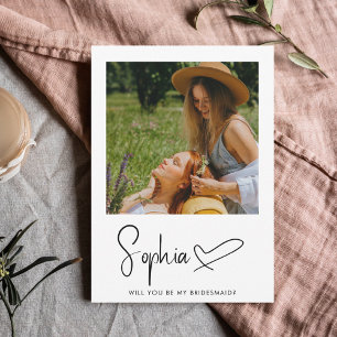Invitation Be My Bridesmaid Script Signature Photo