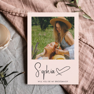Invitation Be My Bridesmaid Script Signature Photo