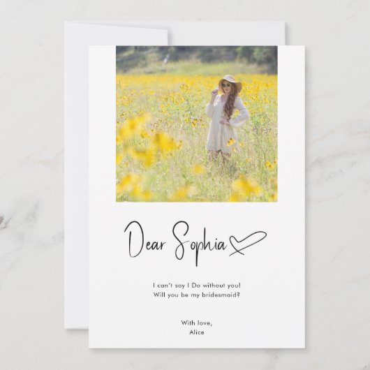 Invitation Be My Bridesmaid Script Signature Photo (Dos)