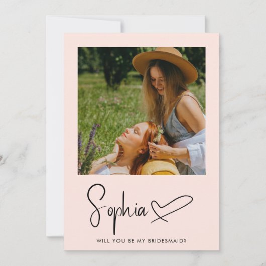 Invitation Be My Bridesmaid Script Signature Photo (Devant)