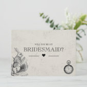 Invitation Be My Bridesmaid Vintage Alice in Wonderland (Debout devant)