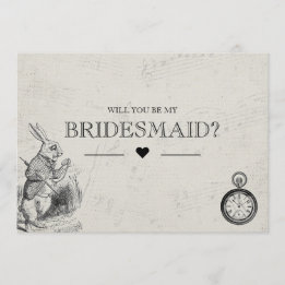 Invitation Be My Bridesmaid Vintage Alice in Wonderland