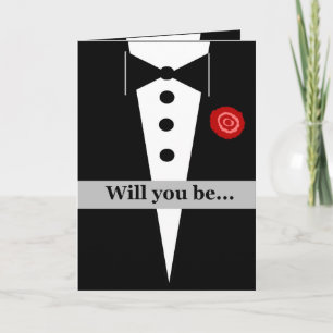 Invitation Be My Bridesman Card avec Tux et Rose
