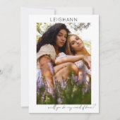 Invitation Be My Maid of Honor Photo Proposition Calligraphie (Devant)