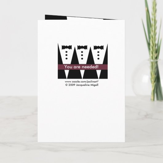 Invitation Be My Page Boy CUSTOM NAME Card Tux et Rose 3 (Dos)