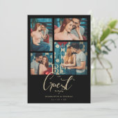 Invitation Be our Guest Quote Black Fancy Wedding 4 Photos (Debout devant)