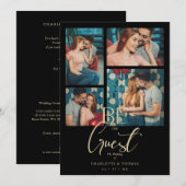 Invitation Be our Guest Quote Black Fancy Wedding 4 Photos (Devant / Derrière)