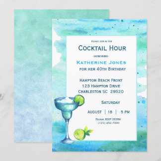 Invitation Beach Anniversaire Cocktail Party Margarita