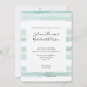 Invitation Beach Aqua Mint Stripes Mariage (Devant)