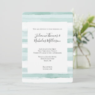 Invitation Beach Aqua Mint Stripes Mariage