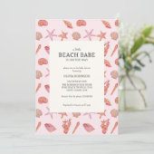 Invitation Beach Babe Coastal Seashell Baby shower d'été (Debout devant)