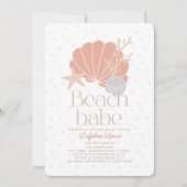 Invitation Beach Babe Seashell Baby shower fille rose (Devant)